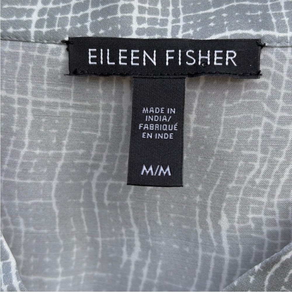 NWOT Eileen Fisher Drift Silk Org. Cotton Mandarin Collar Button Up Top Medium - Picture 4 of 9
